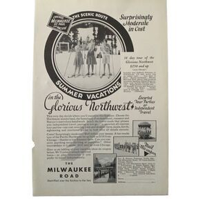 Vintage 1930 Milwaukee Road Glorious Northwest Ad Advertisment